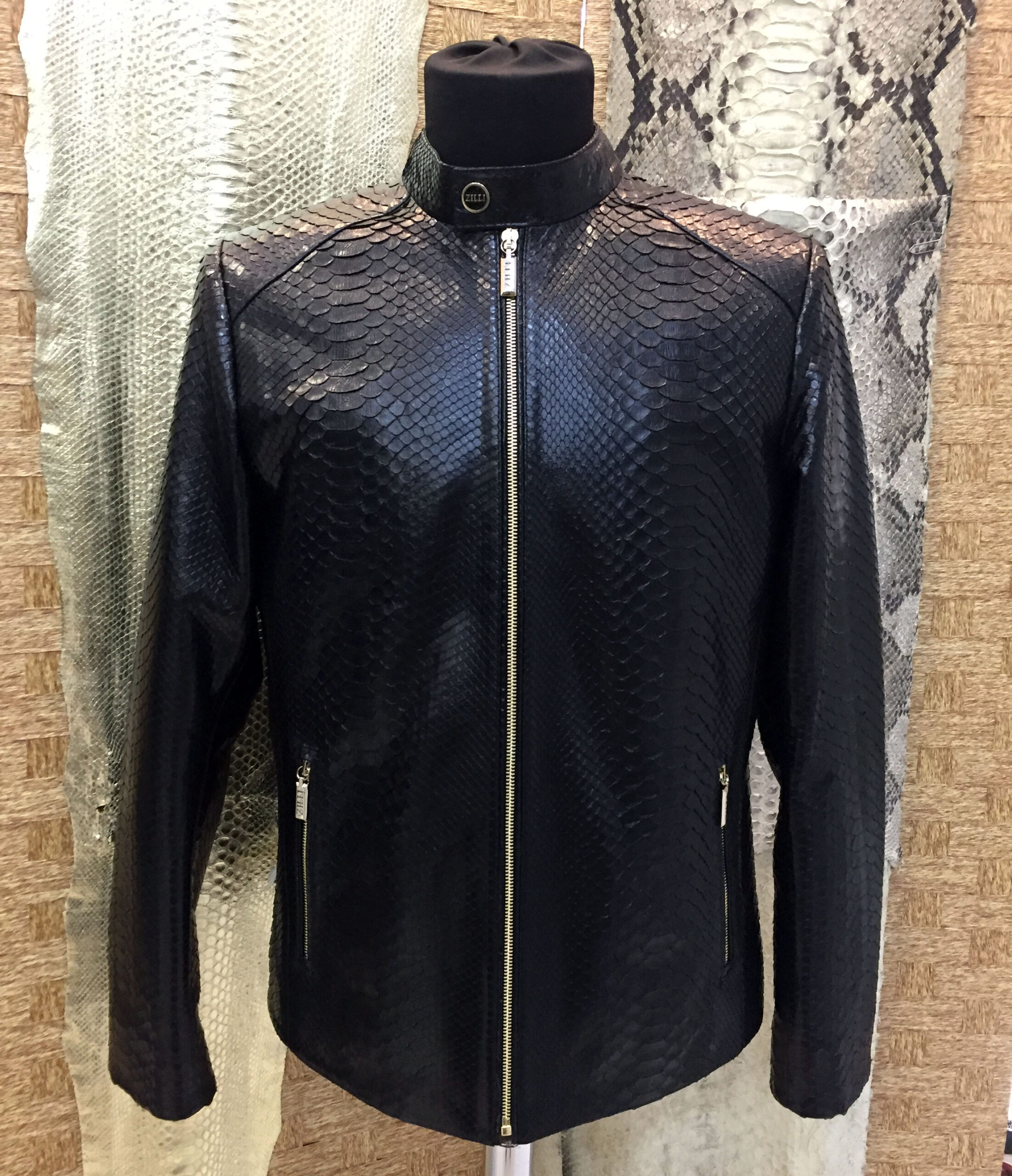 Black Snake Skin Moto Jacket Leather Guys Luxury Leather Jackets