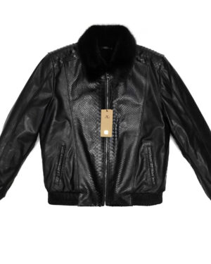 Angelo Galasso Python Leather Mink Fur Collar Jacket