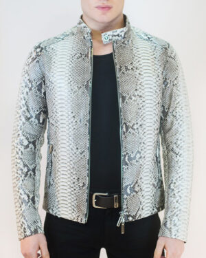 SR Natural White Python Leather Jacket