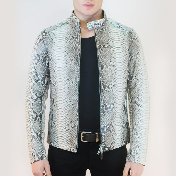 SR Natural White Python Leather Jacket