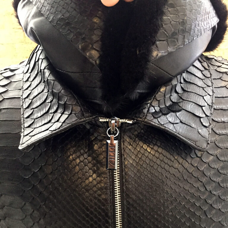 Zilli Python Leather Mink Fur Collar Jacket Leather Guys