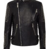 Philipp Plein Biker Leather Jacket Studs