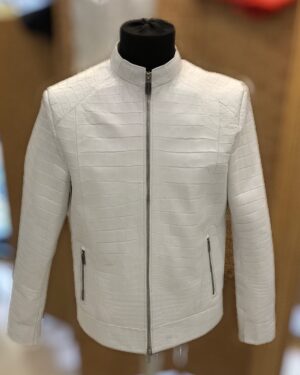 White Genuine Crocodile Jacket