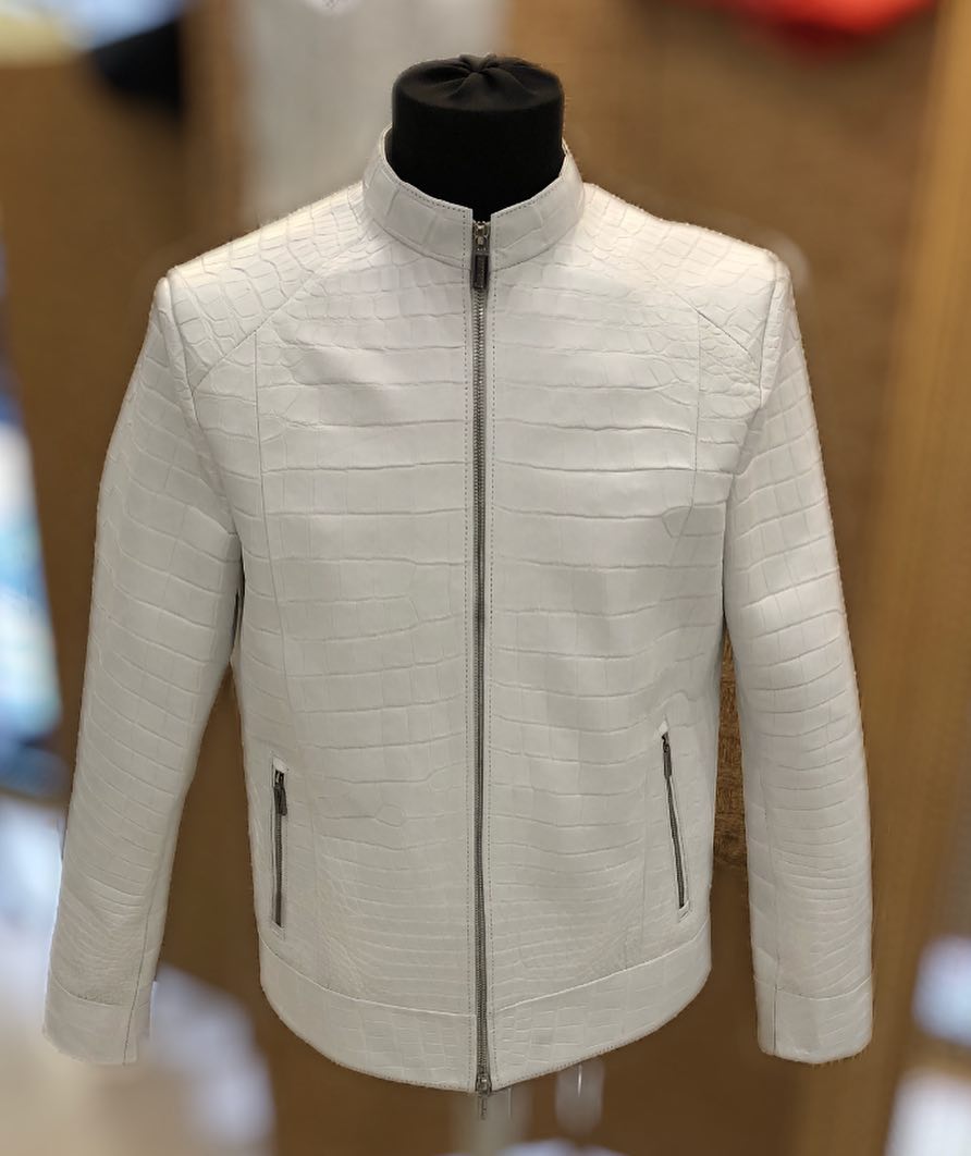 White Genuine Crocodile Jacket