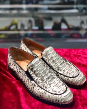 SR Natural White Python Loafer Dress Shoes