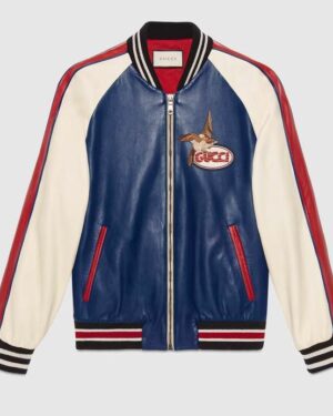 Gucci Blue White Red Leather Jacket
