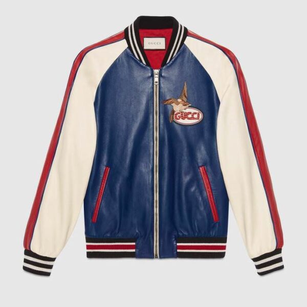 Gucci Blue White Red Leather Jacket