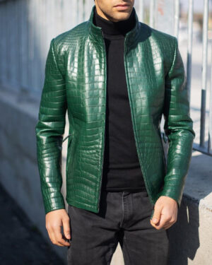 Green Genuine Crocodile Skin Jacket