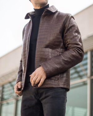 Brown Genuine Crocodile Leather Jacket