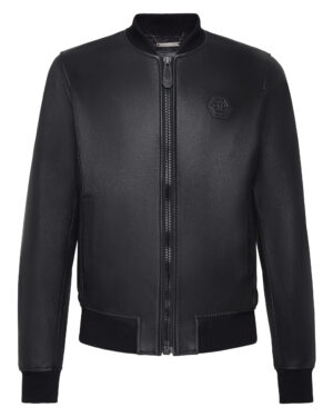 Philipp Plein Leather Bomber Jacket