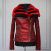 Womens Red Python Leather Jacket