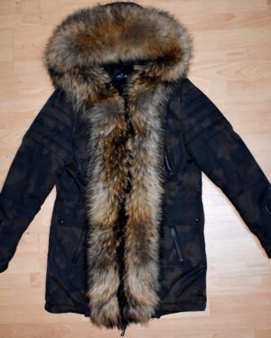 Philipp Plein Raccoon Fur Trim Camouflage Parka