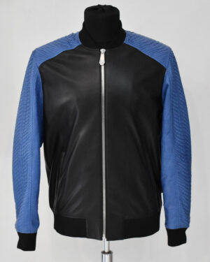 Philipp Plein Python Trim Leather Jacket
