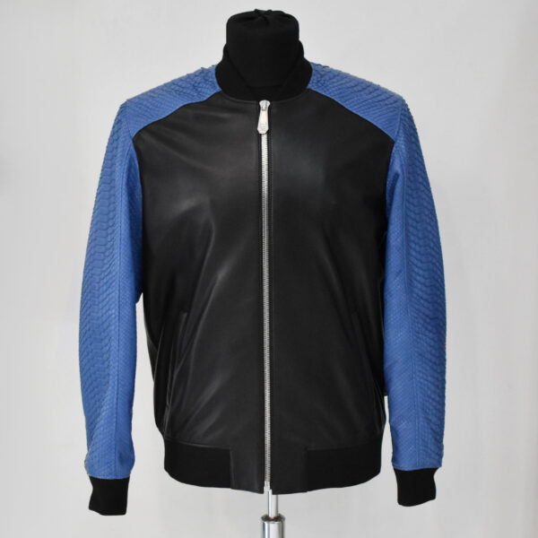 Philipp Plein Python Trim Leather Jacket