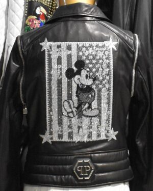 Philipp Plein Mickey Mouse Leather Biker Jacket