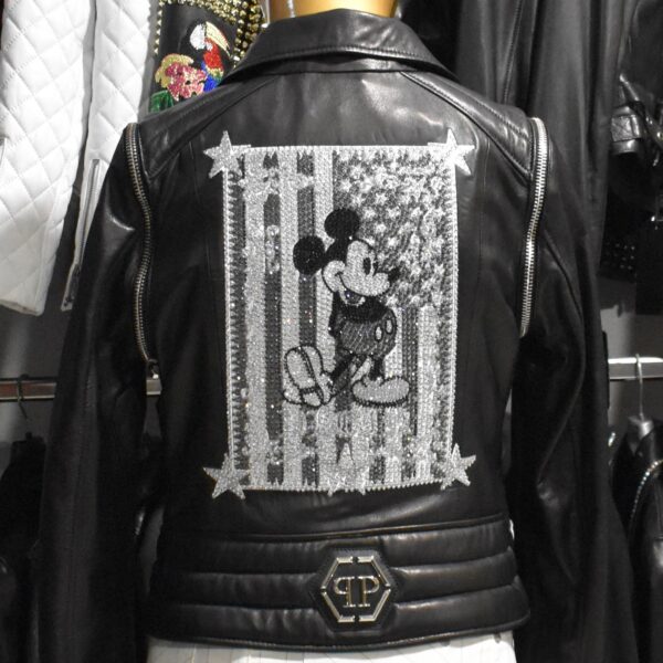 Philipp Plein Mickey Mouse Leather Biker Jacket