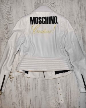Moschino Womens Leather Biker Jacket