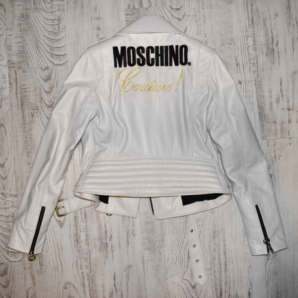 Moschino Womens Leather Biker Jacket