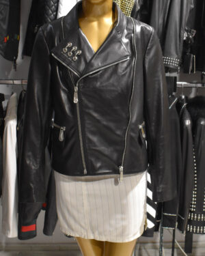 Philipp Plein Womens Leather Biker Jacket