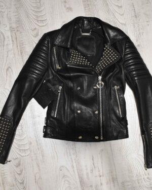 Philipp Plein Womens Biker Leather Jacket