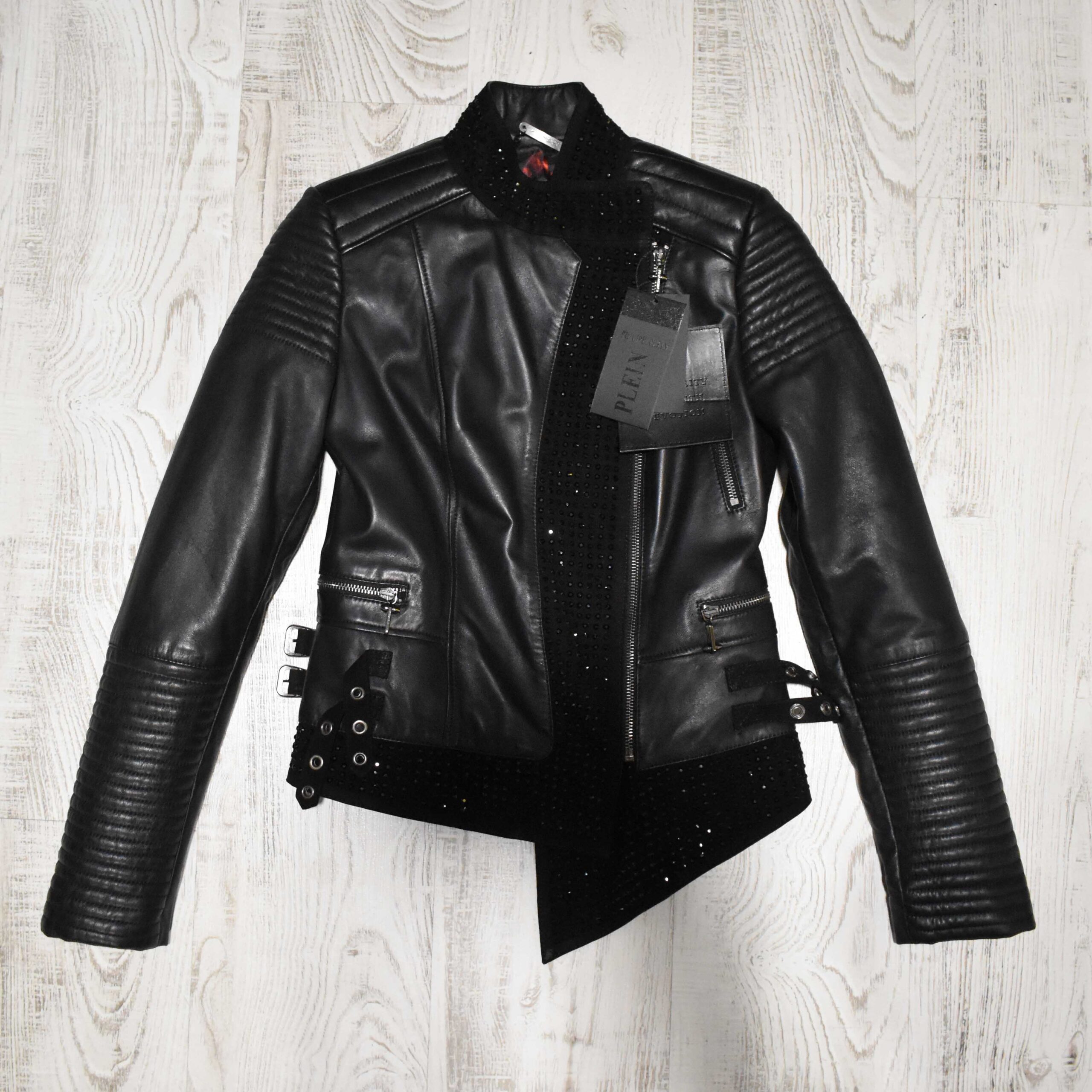 Philipp Plein Womens Skull Leather Jacket