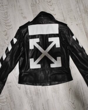 Off White Replica Leather Biker Jacket