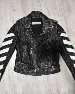 Off White Genuine Leather Biker Jacket