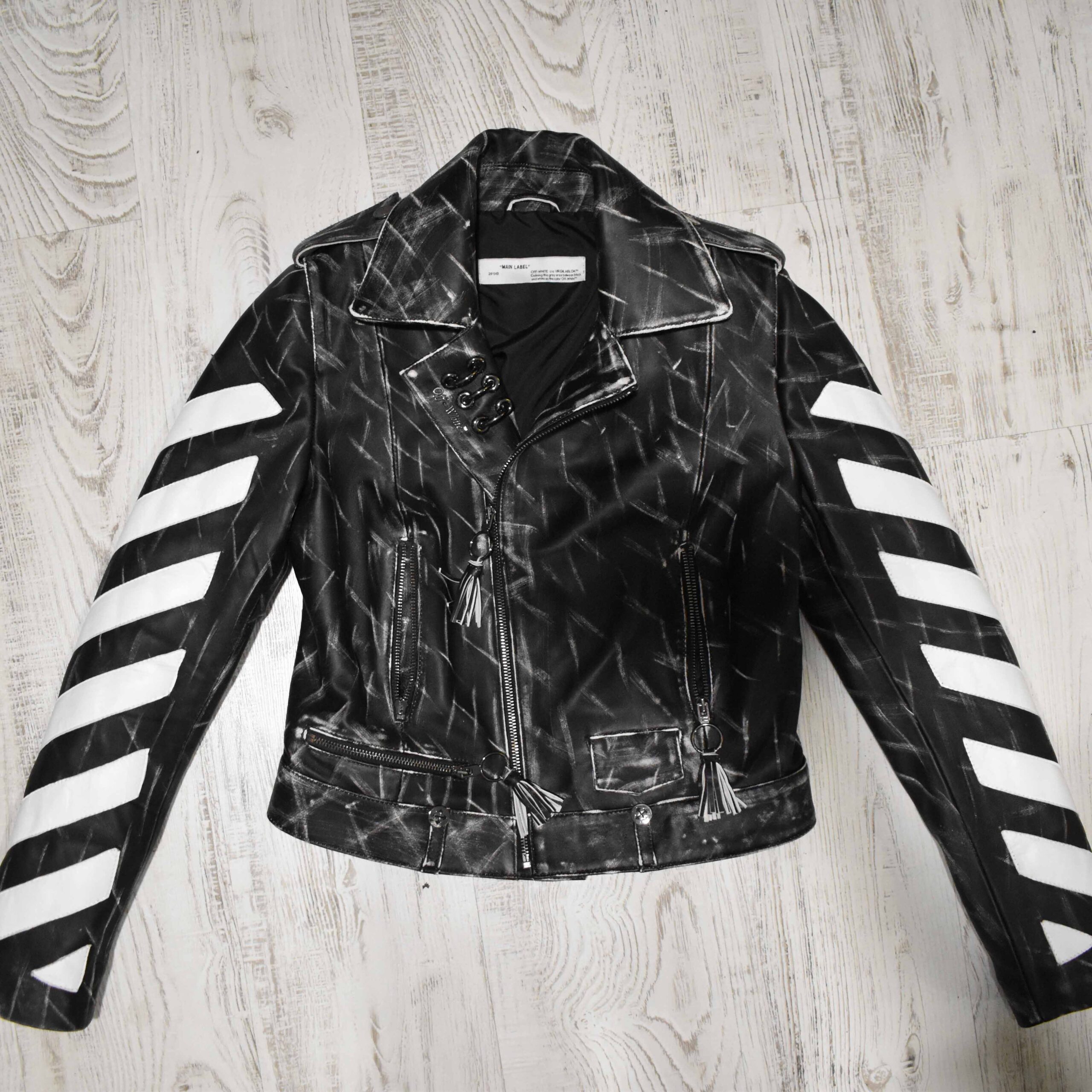 Off White Genuine Leather Biker Jacket
