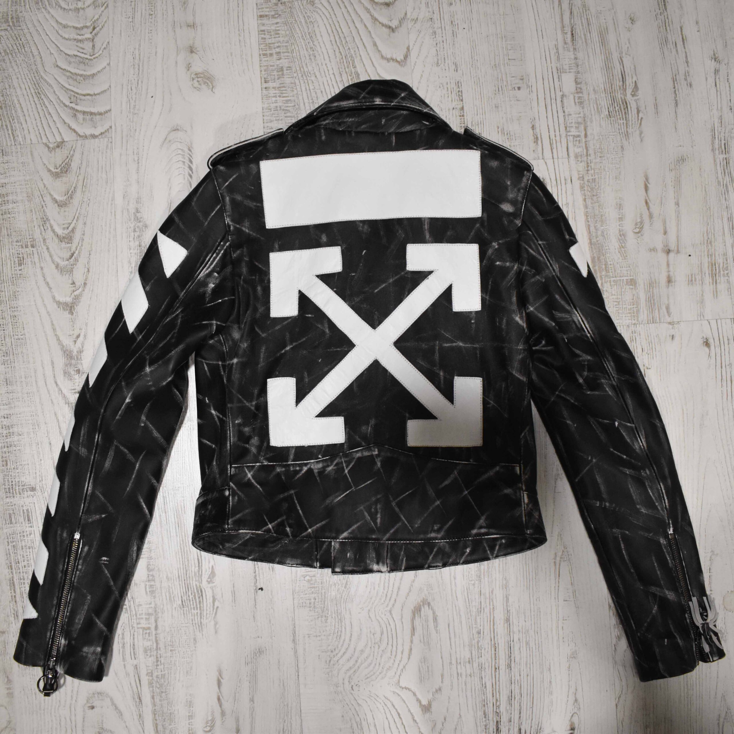 Off White Biker Leather Jacket - Leather Guys: Luxury Leather Jackets