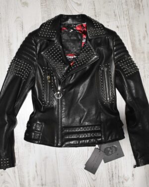 Philipp Plein Women's Studs Leather Biker Jacket