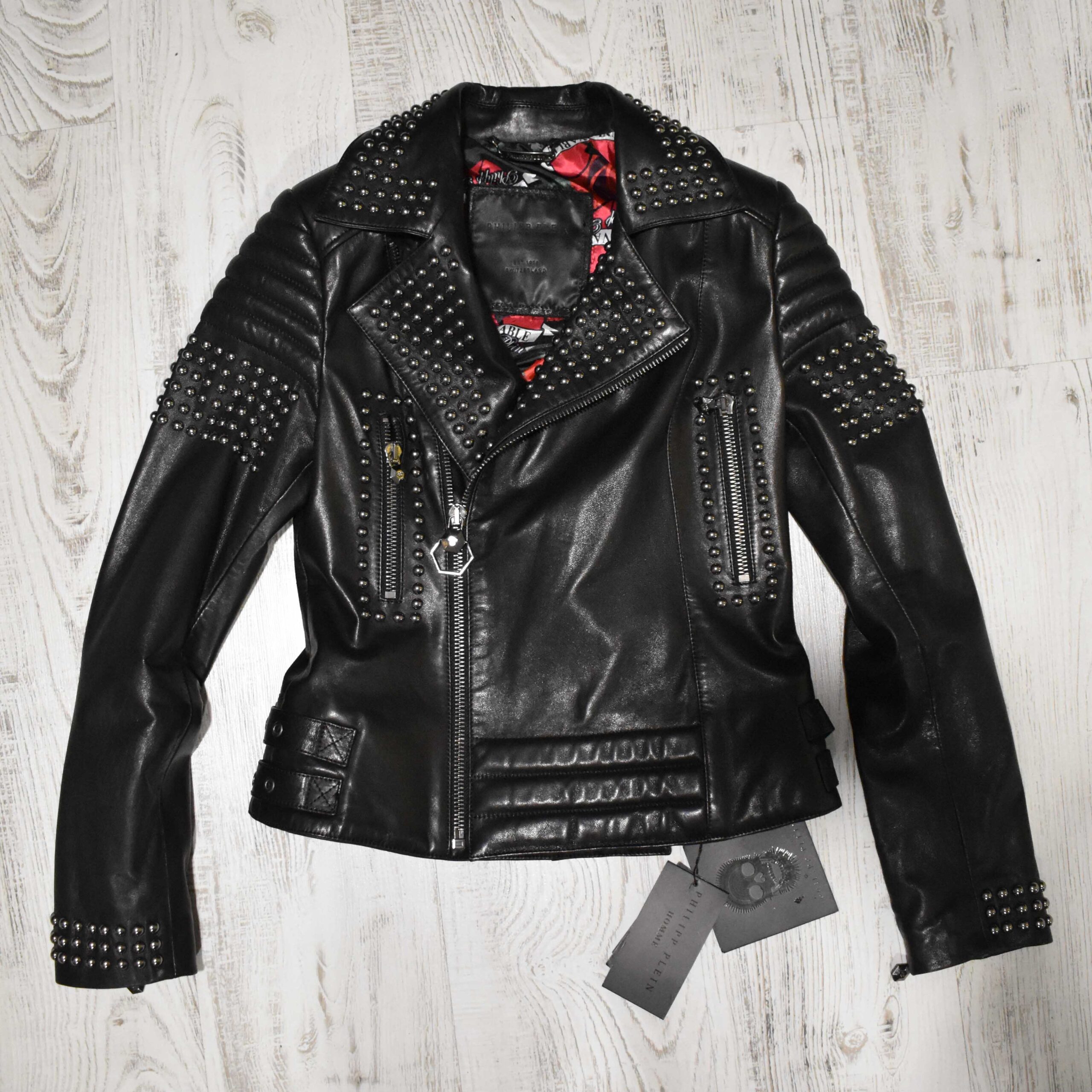 Philipp Plein Women's Studs Leather Biker Jacket