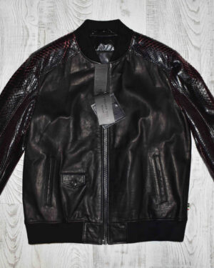 Philipp Plein Python Trim Leather Jacket