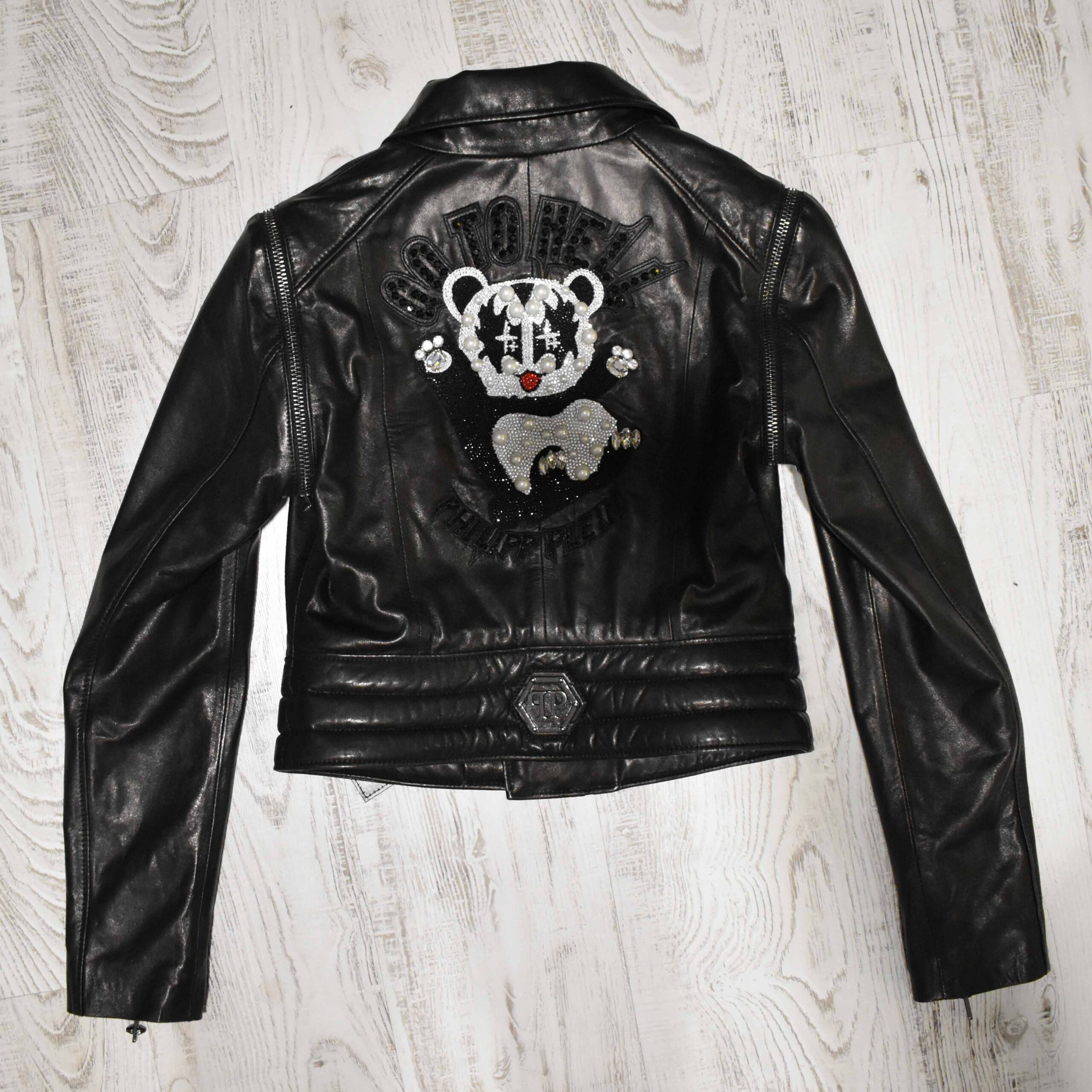 Philipp Plein Women's Bear Leather Biker Jacket