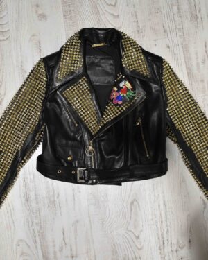 Philipp Plein Women's Leather Biker Jacket Studs