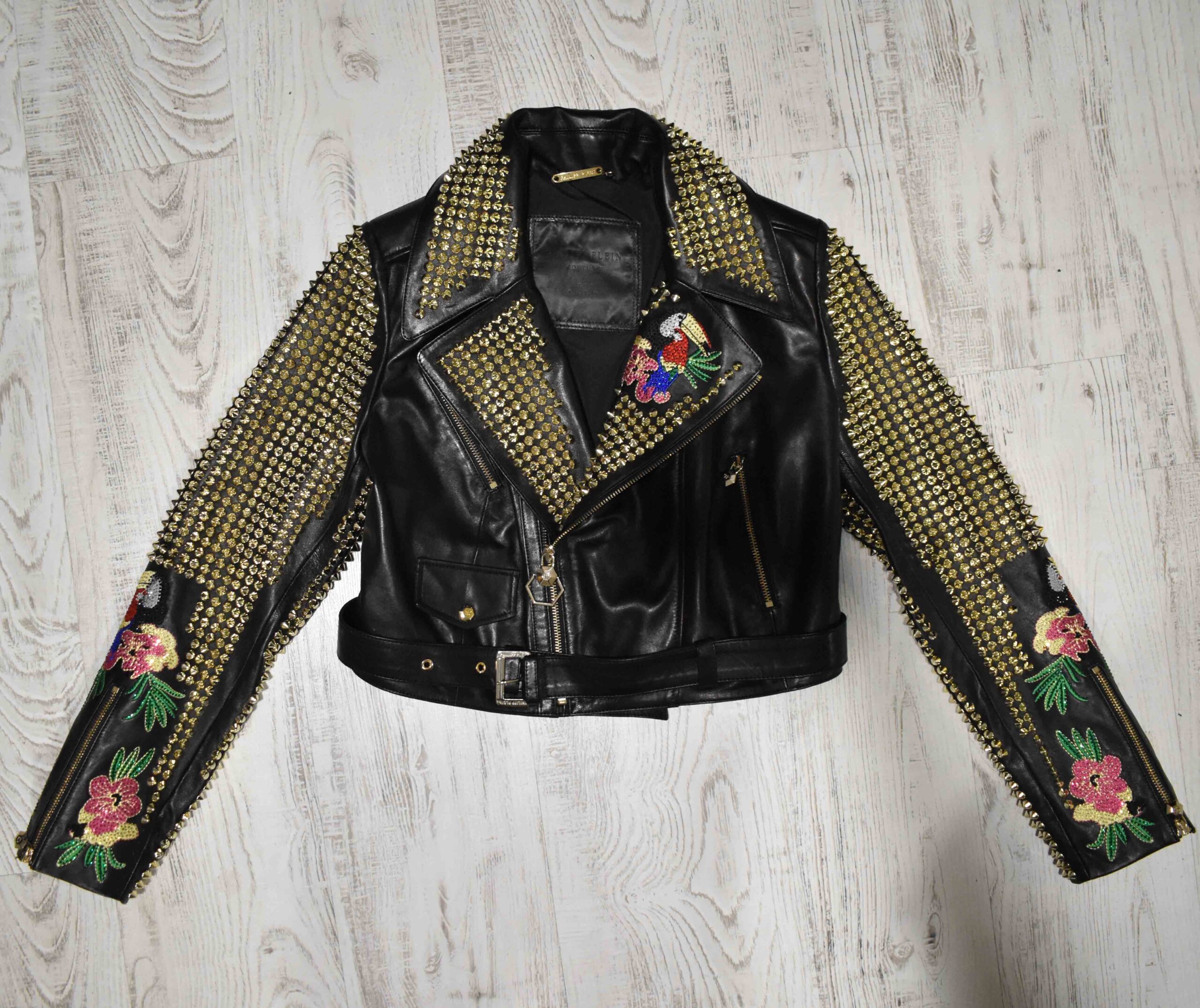 Philipp Plein Women's Leather Biker Jacket Studs