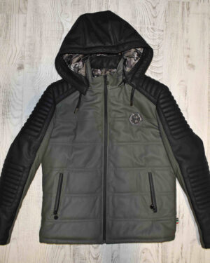 Philipp Plein Leather Hoodie Jacket