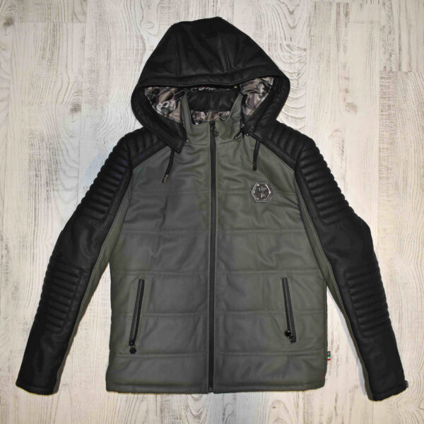 Philipp Plein Leather Hoodie Jacket