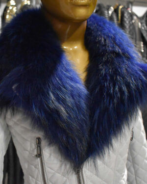 Philipp Plein Women's Fox Fur Collar Leather Biker Jacket