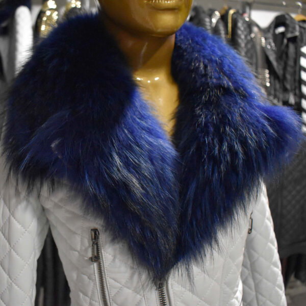 Philipp Plein Women's Fox Fur Collar Leather Biker Jacket