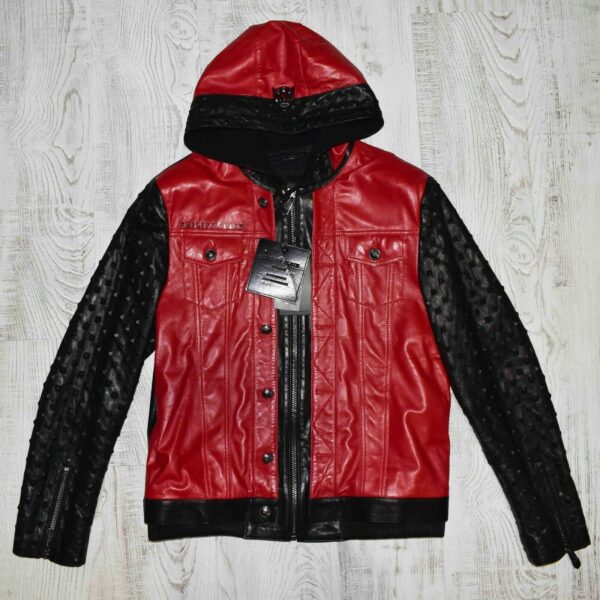 Philipp Plein Leather Hoodie Jacket
