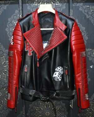 Philipp Plein Casino Biker Leather Jacket