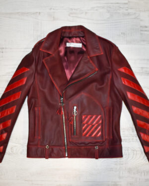 Off White Red Biker Leather Jacket