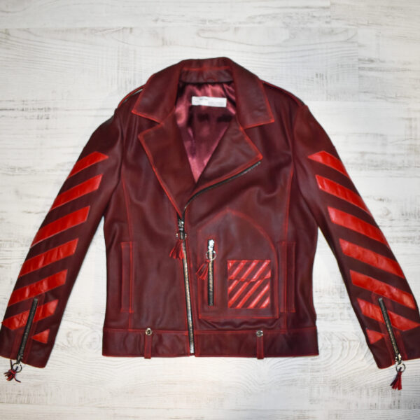 Off White Red Biker Leather Jacket