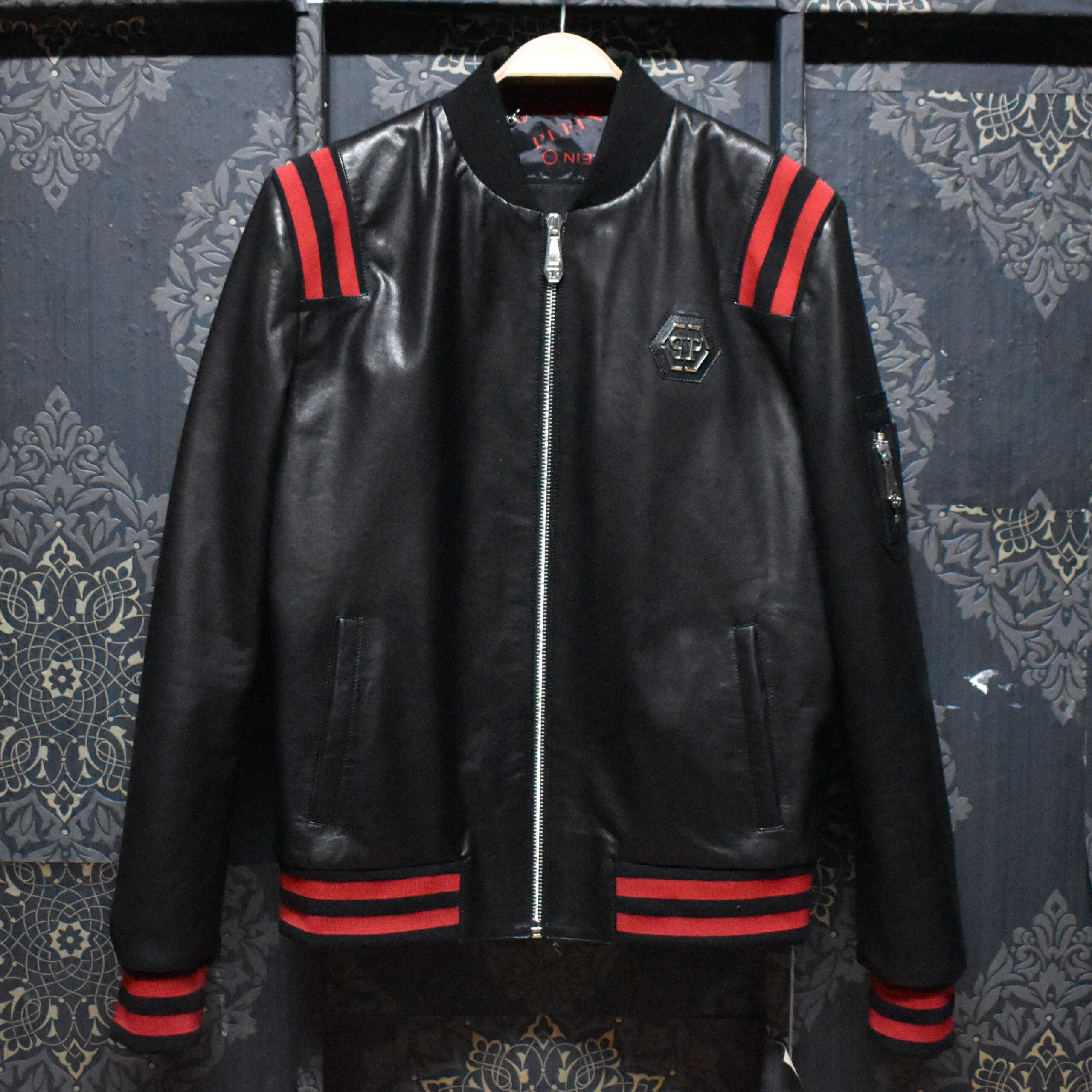 Philipp Plein Crystal Skull Leather Jacket