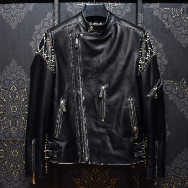 Philipp Plein Studded Biker Leather Jacket