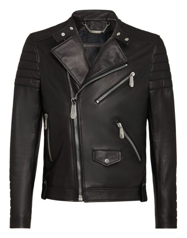 Philipp Plein Leather Biker Jacket