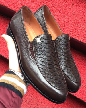 SR Deer Skin Snake Leather Loafer Dress Shoes