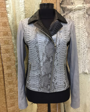 Womens White Snake Leather Jacket