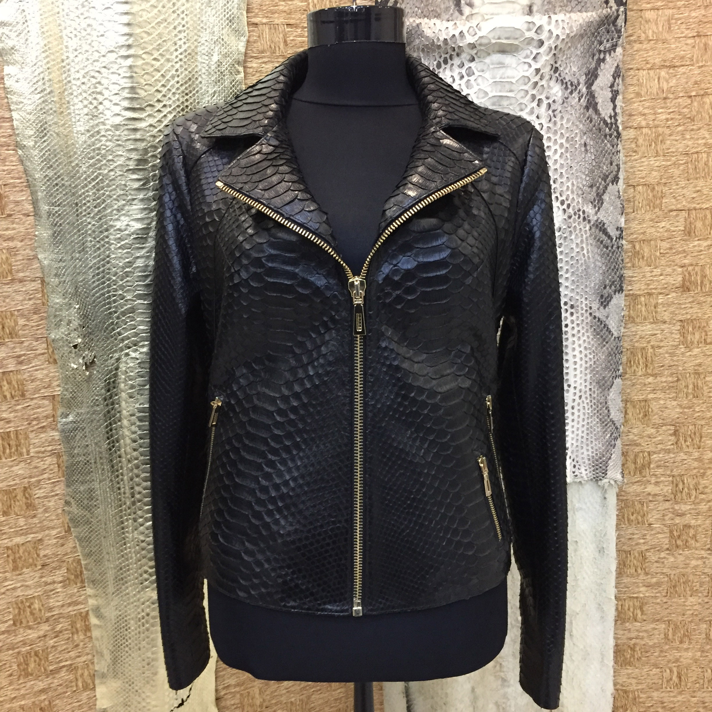 Womens Snakeskin Biker Jacket