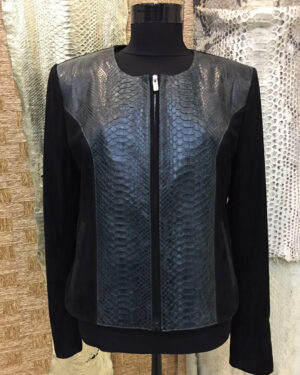 Womens Python Leather Suede Jacket